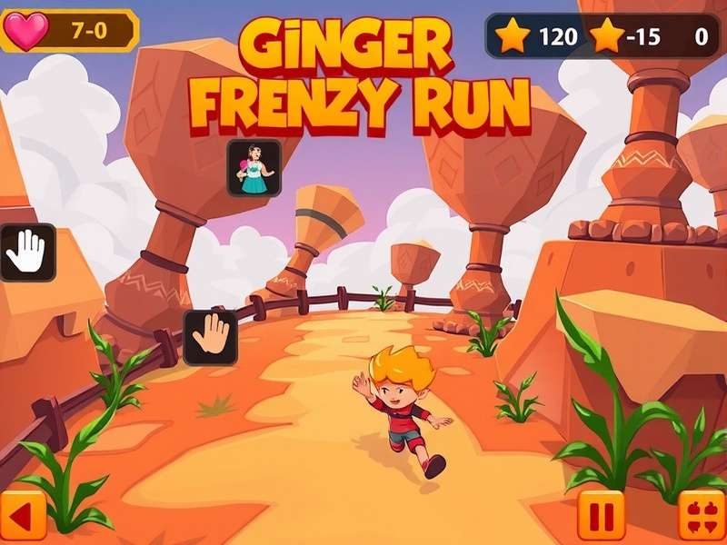 Ginger Frenzy Run gameplay screenshot showing character running through Indian landscape